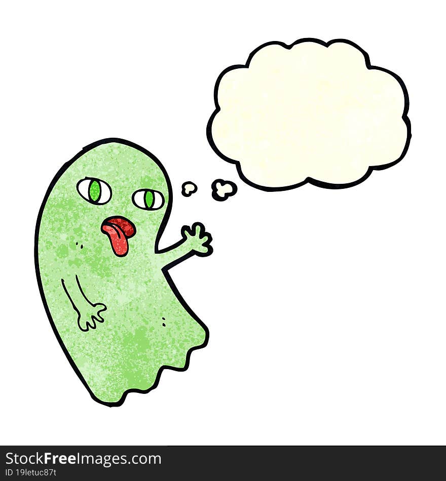 Funny Cartoon Ghost With Thought Bubble