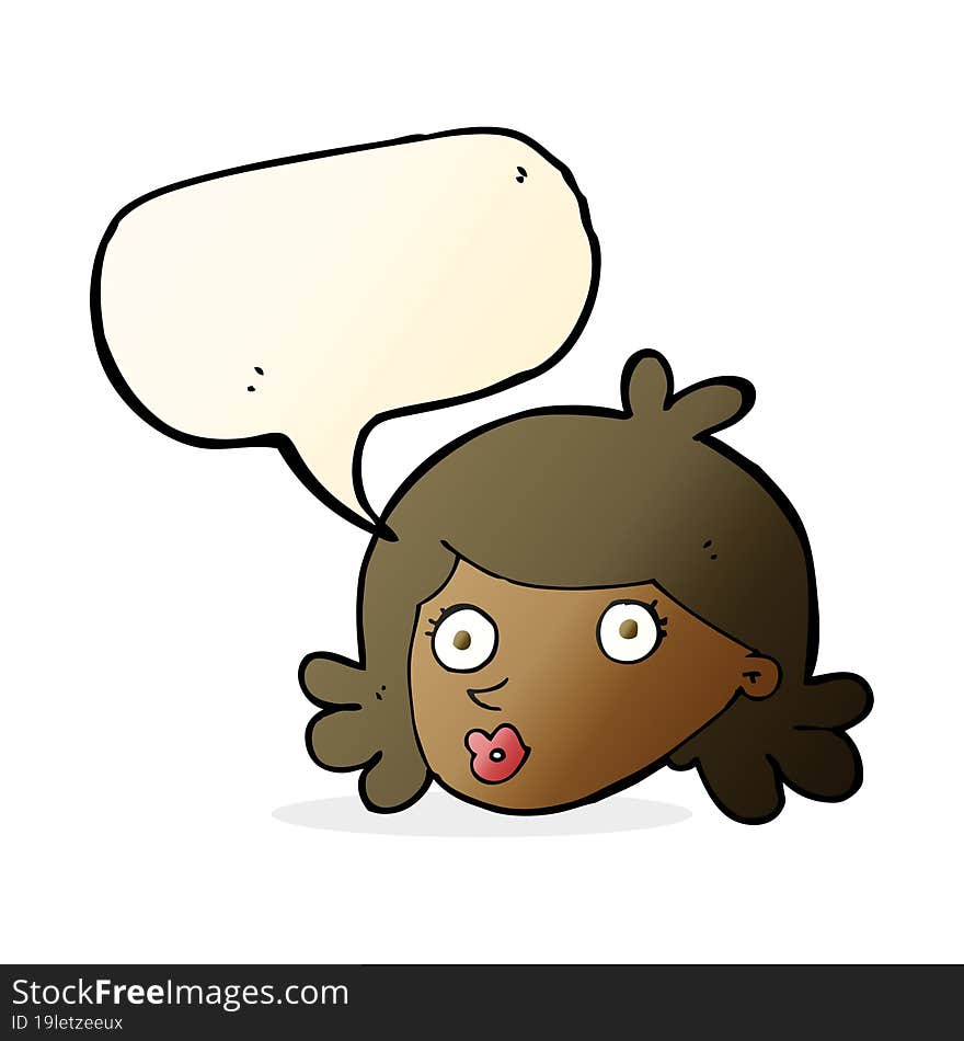 cartoon pretty face with speech bubble