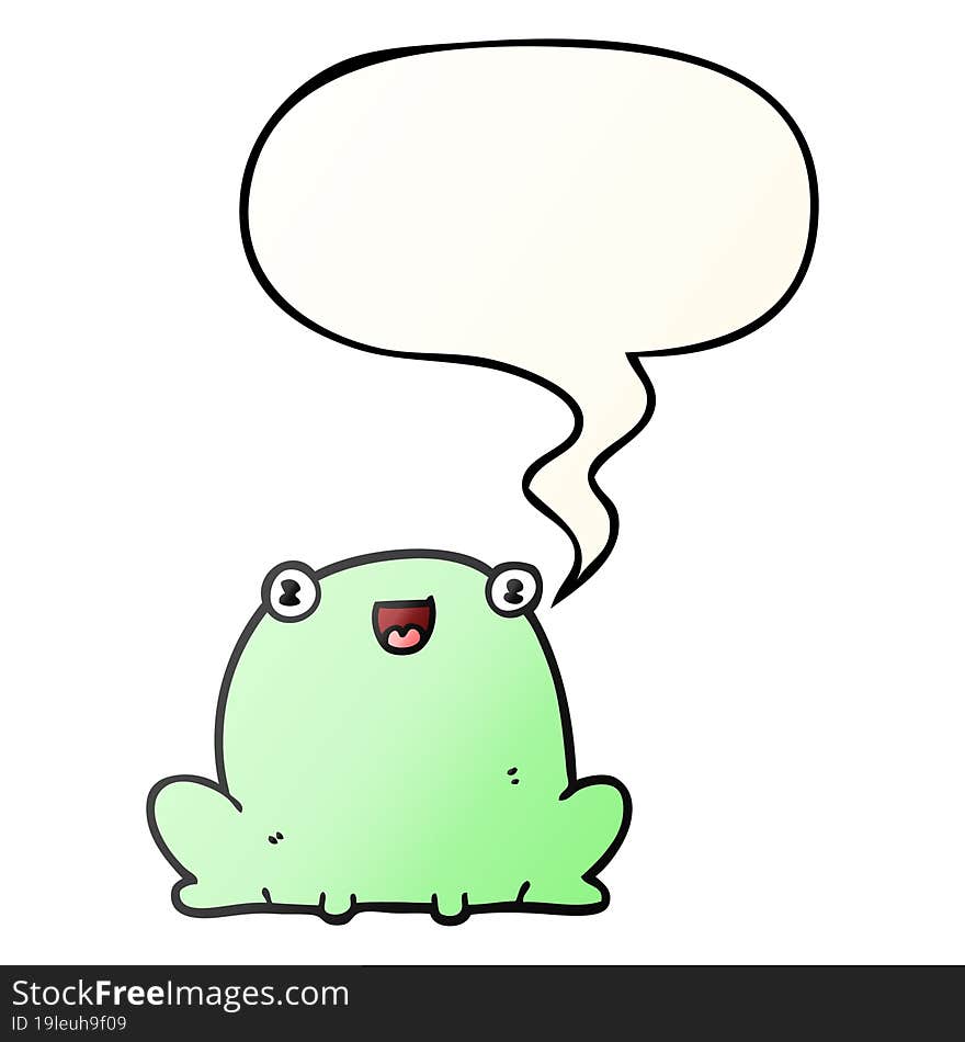 cute cartoon frog with speech bubble in smooth gradient style