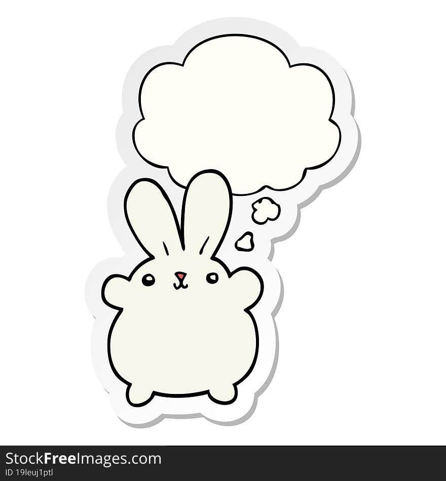 cute cartoon rabbit and thought bubble as a printed sticker