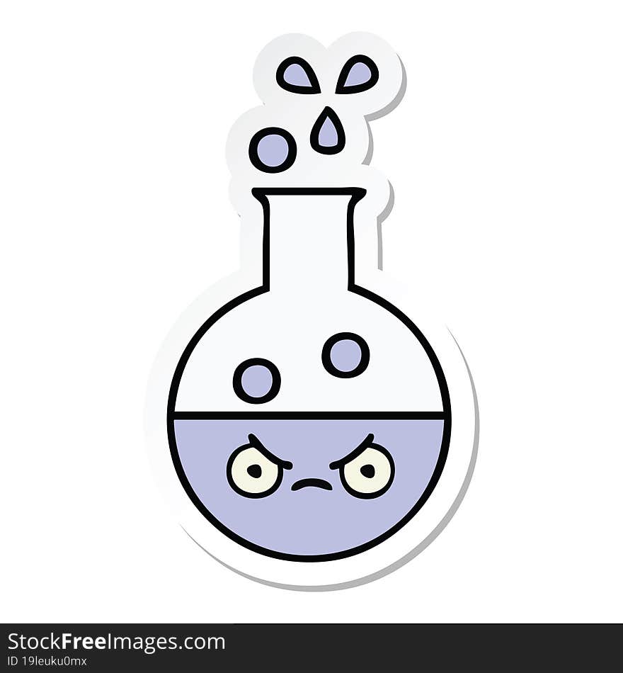 sticker of a cute cartoon test tube