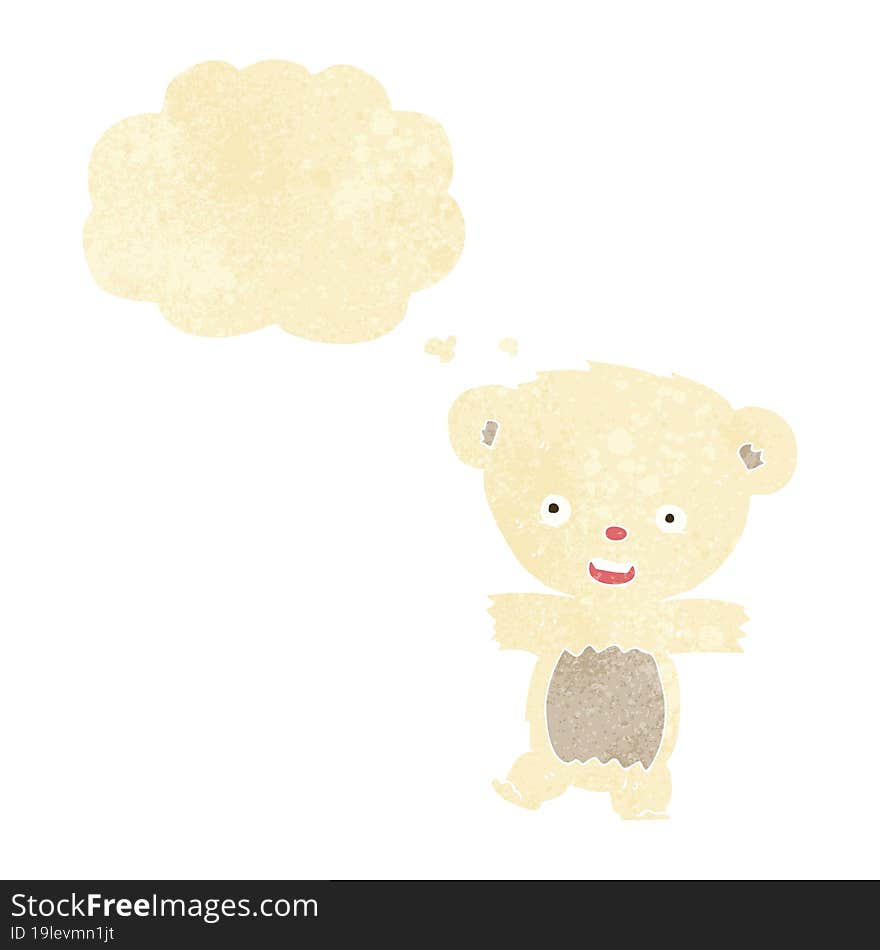 cartoon teddy polar bear cub with thought bubble