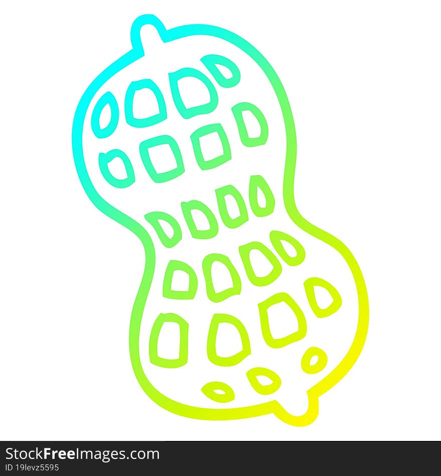 cold gradient line drawing of a cartoon peanut