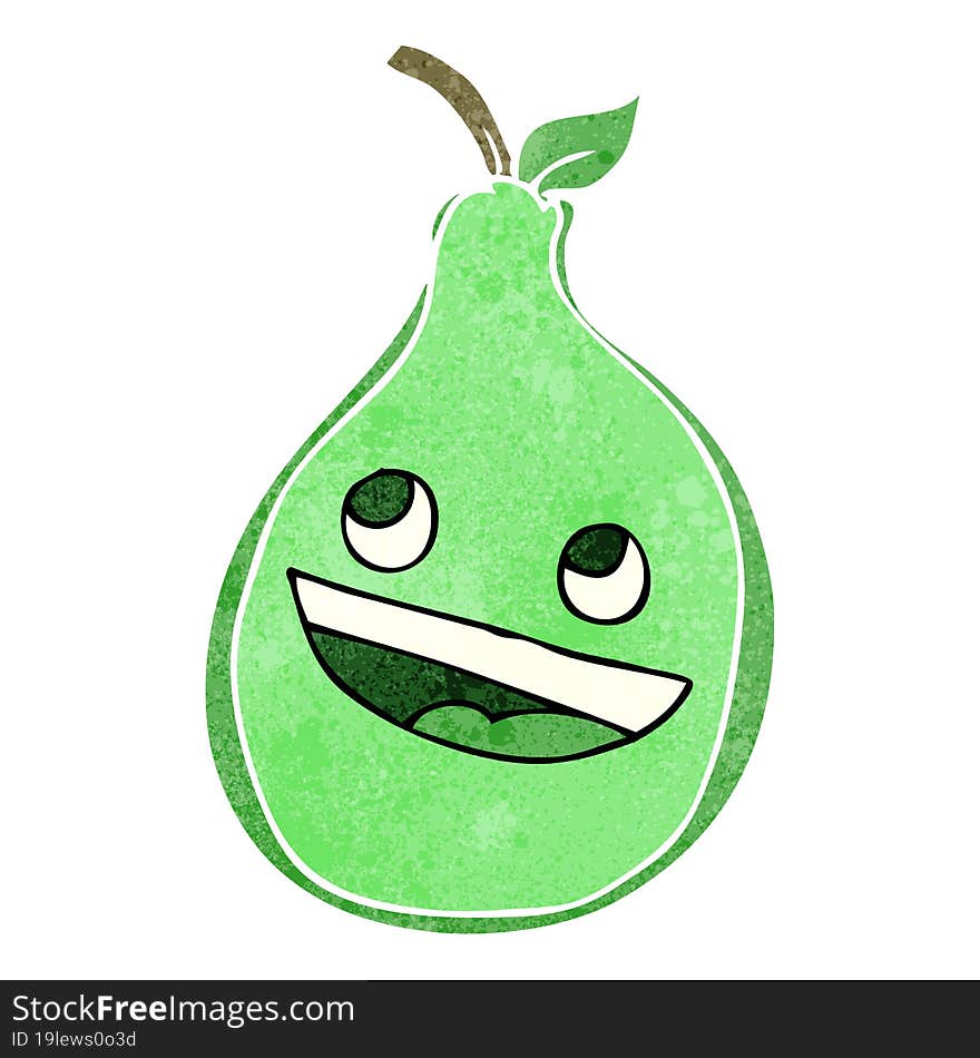 freehand drawn retro cartoon pear