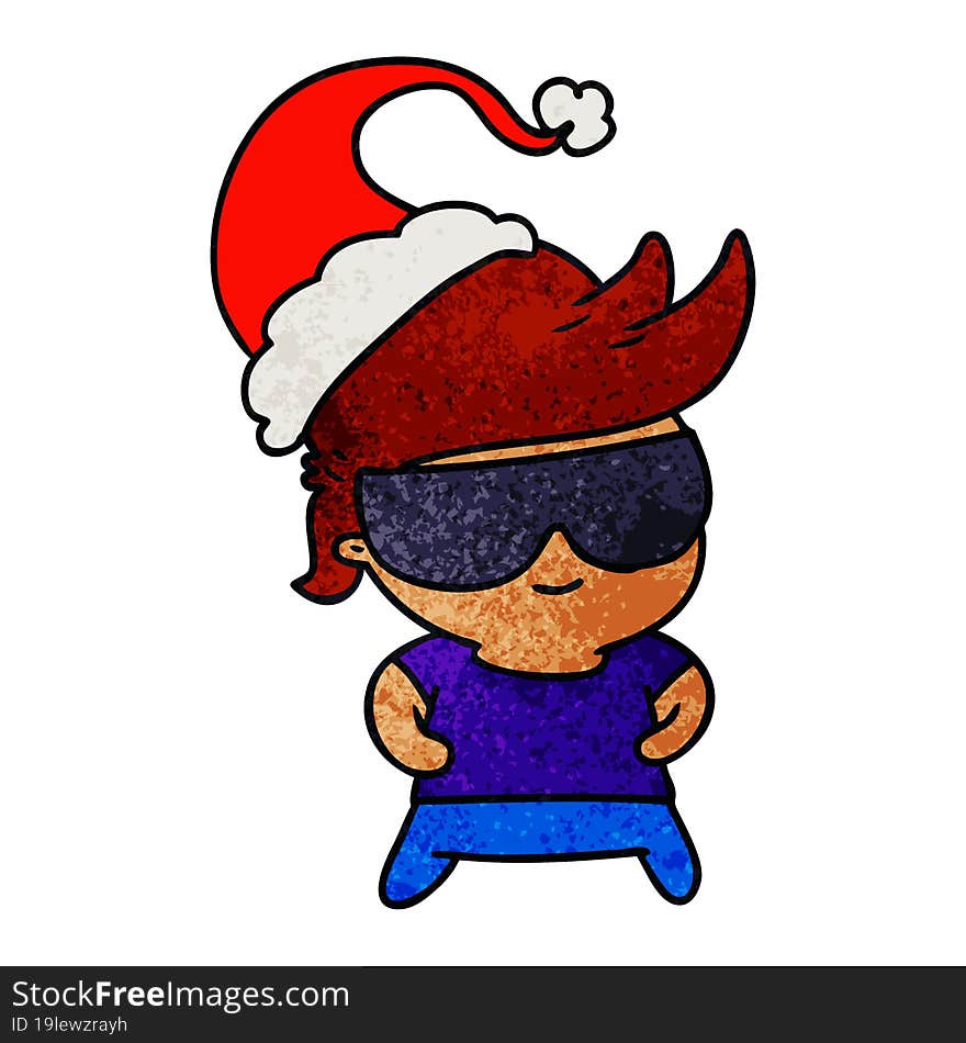 christmas textured cartoon of kawaii boy