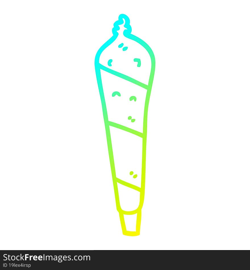 cold gradient line drawing cartoon marijuana joint