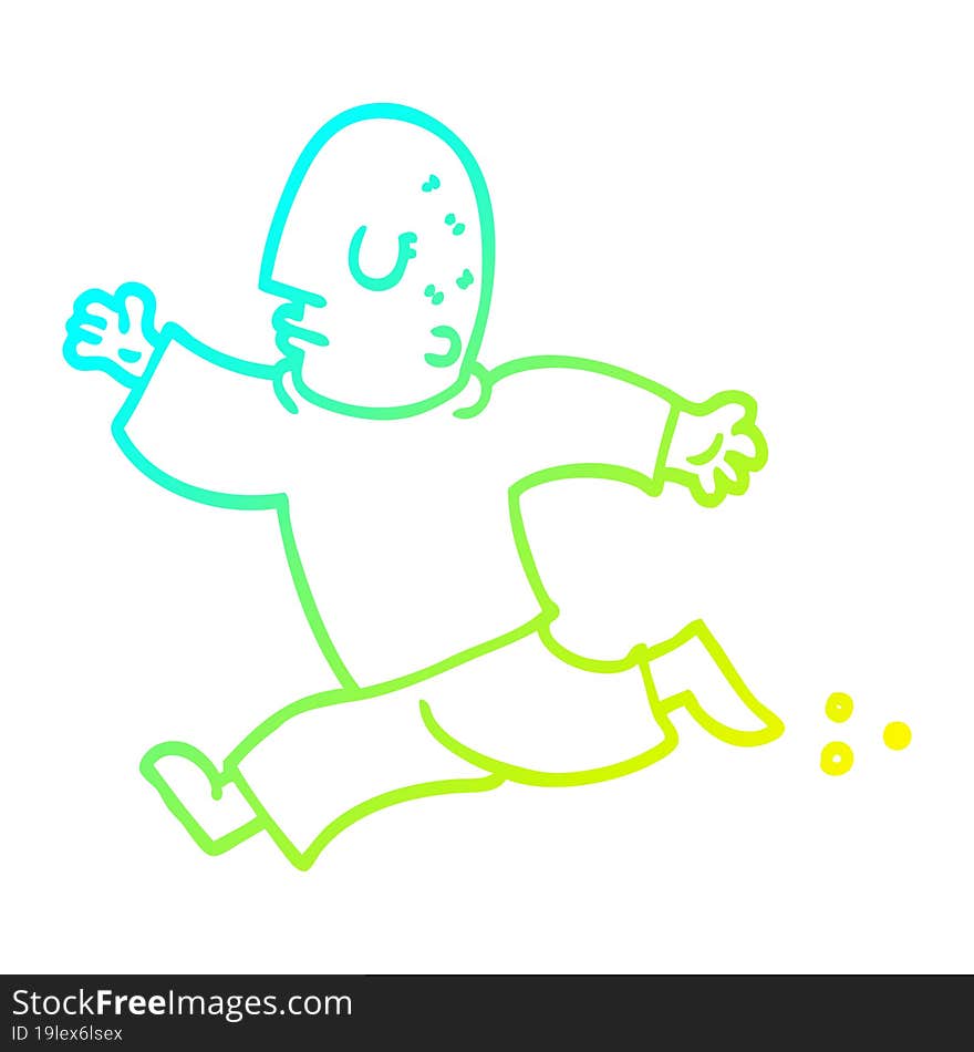 cold gradient line drawing cartoon man running