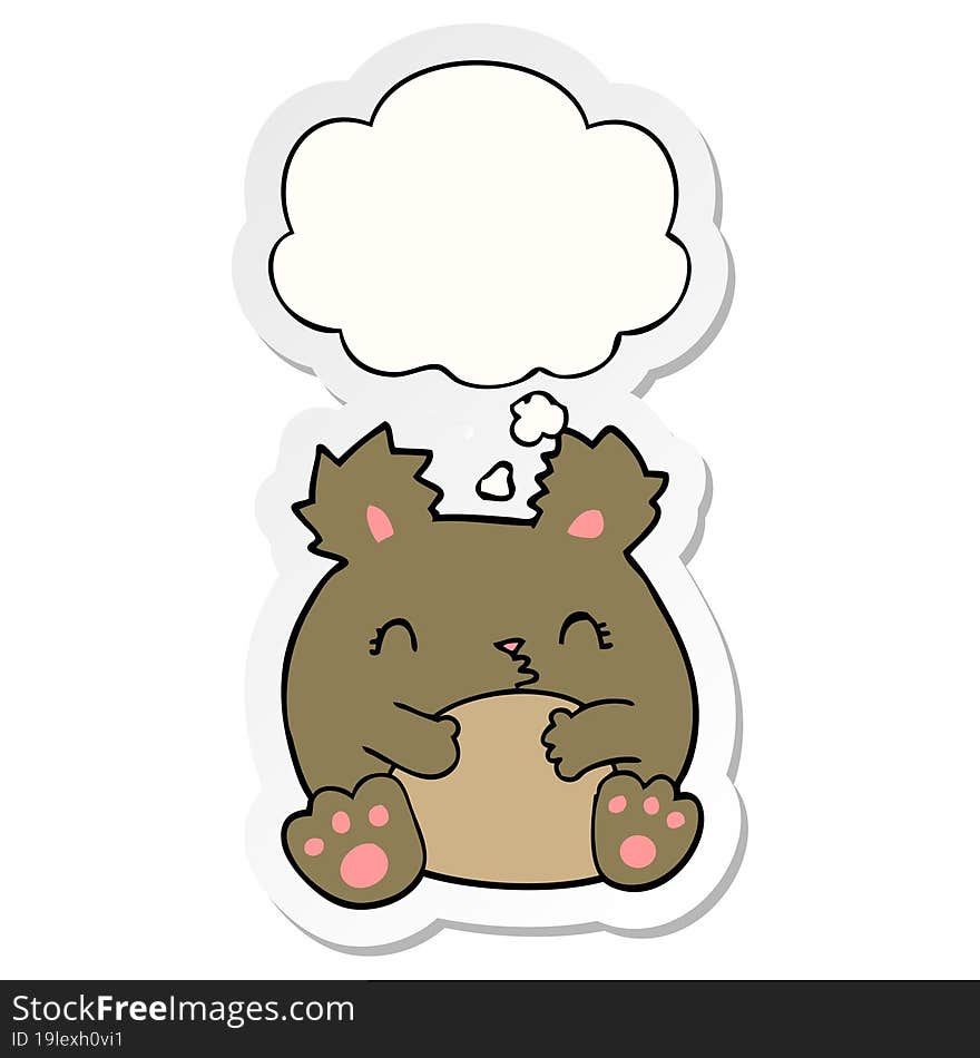 Cartoon Bear And Thought Bubble As A Printed Sticker