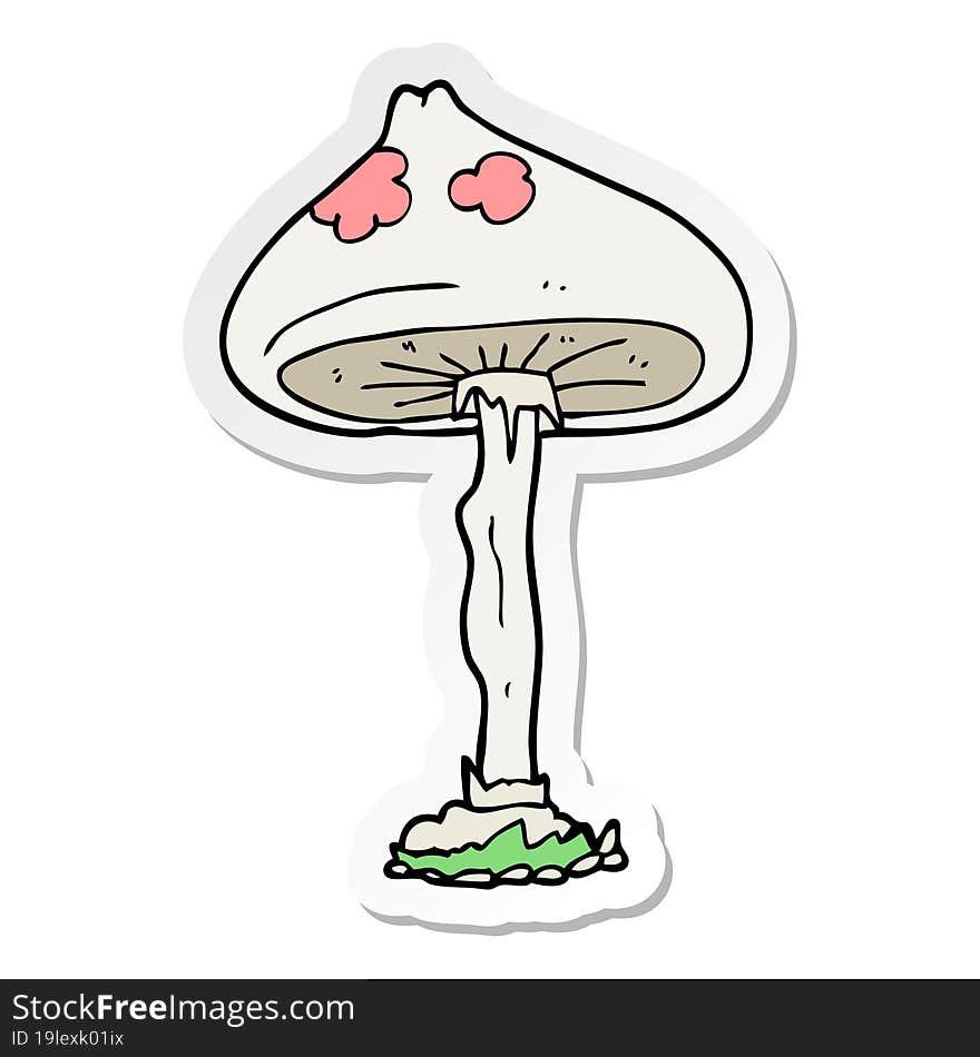 Sticker Of A Cartoon Mushroom