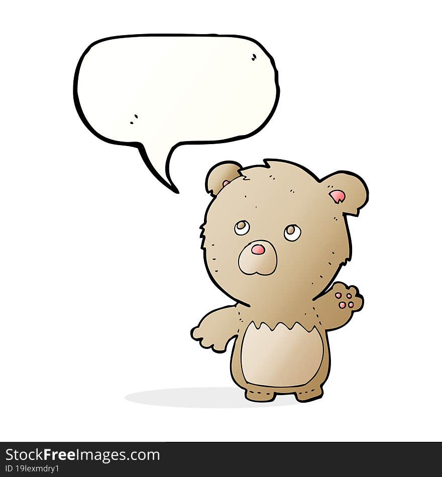 Cartoon Teddy Bear With Speech Bubble