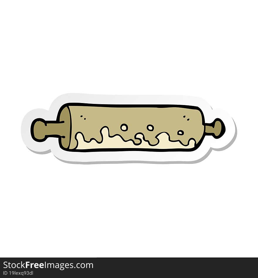 sticker of a cartoon rolling pin