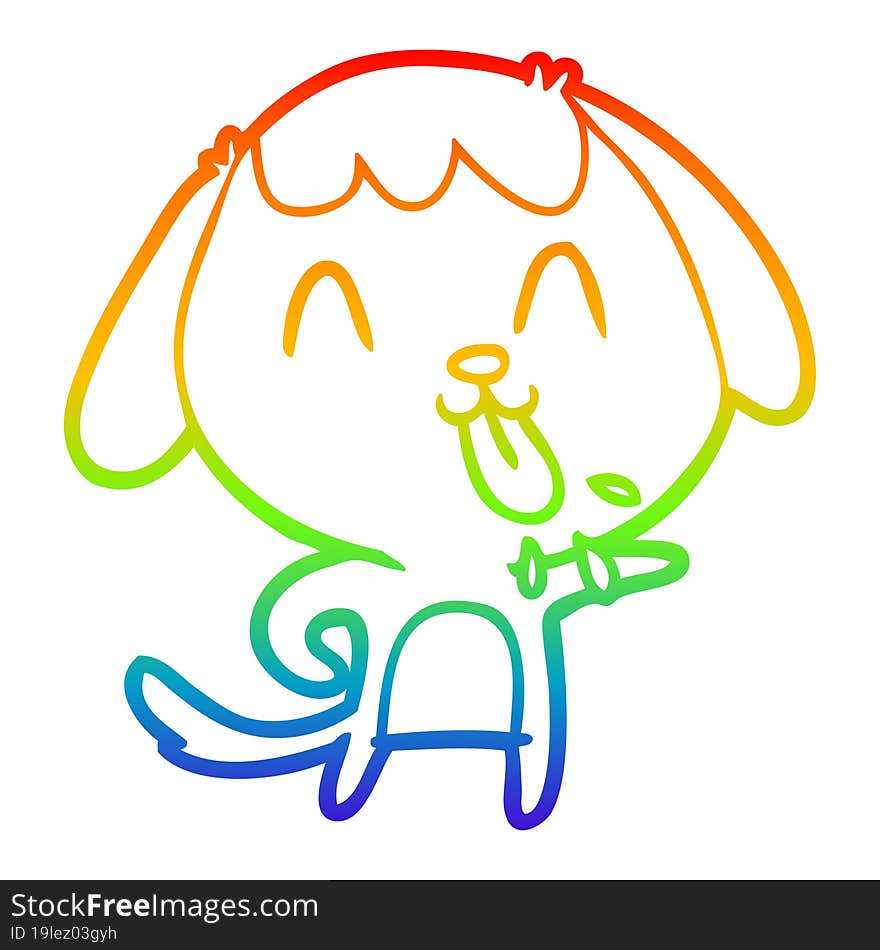 rainbow gradient line drawing of a cute cartoon dog