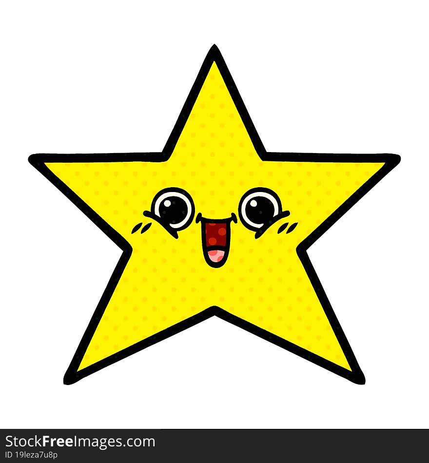 comic book style cartoon gold star