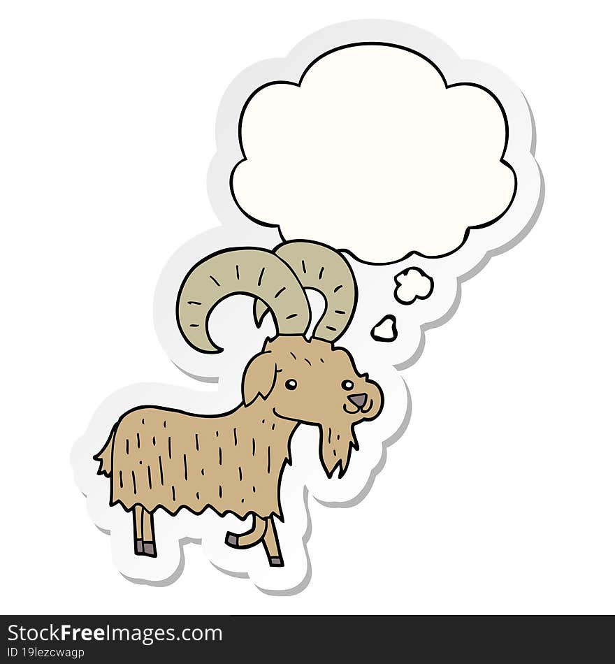 cartoon goat with thought bubble as a printed sticker