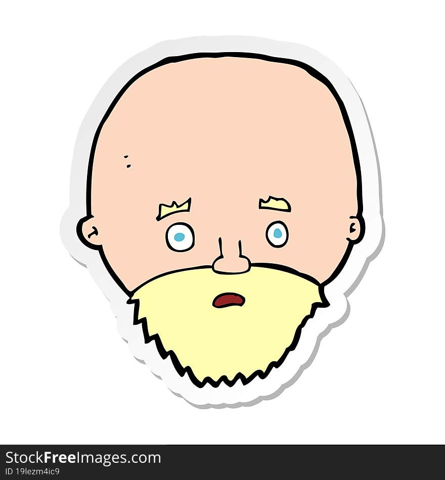 sticker of a cartoon shocked man with beard