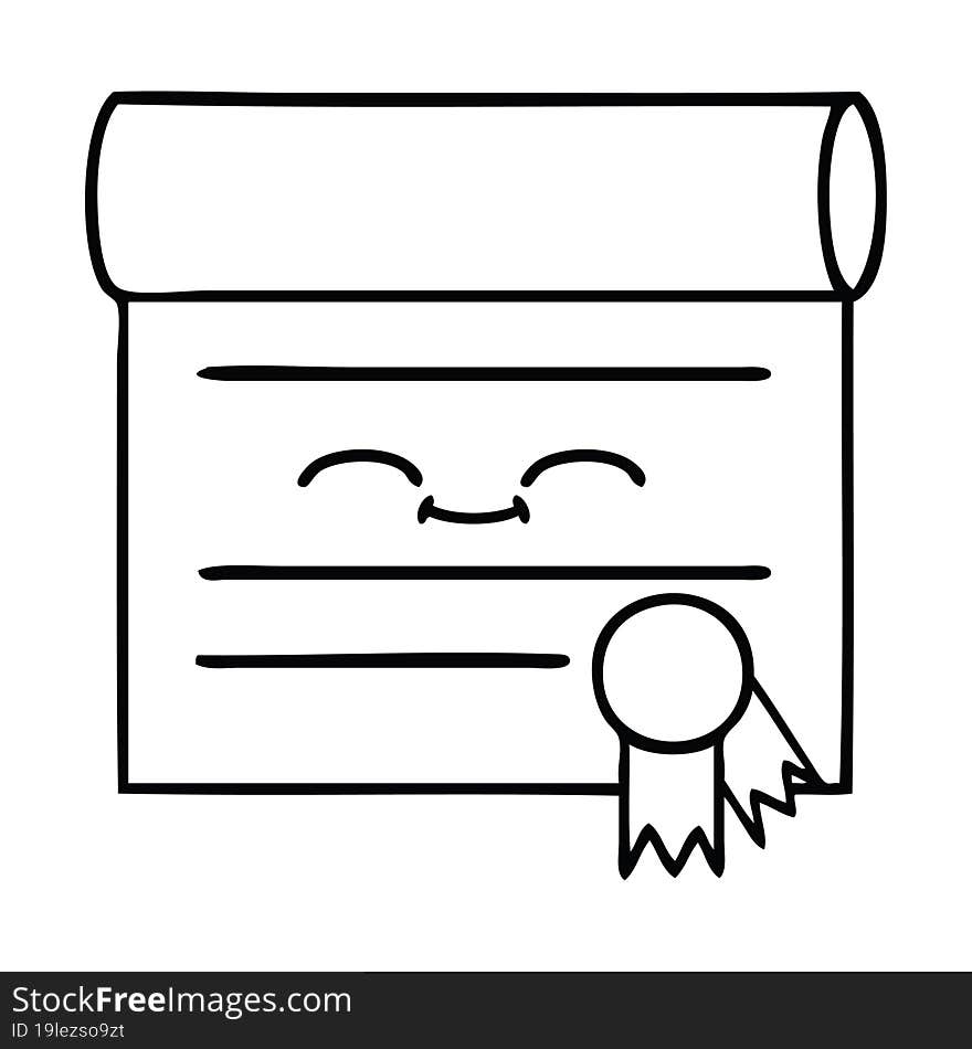 line drawing cartoon certificate