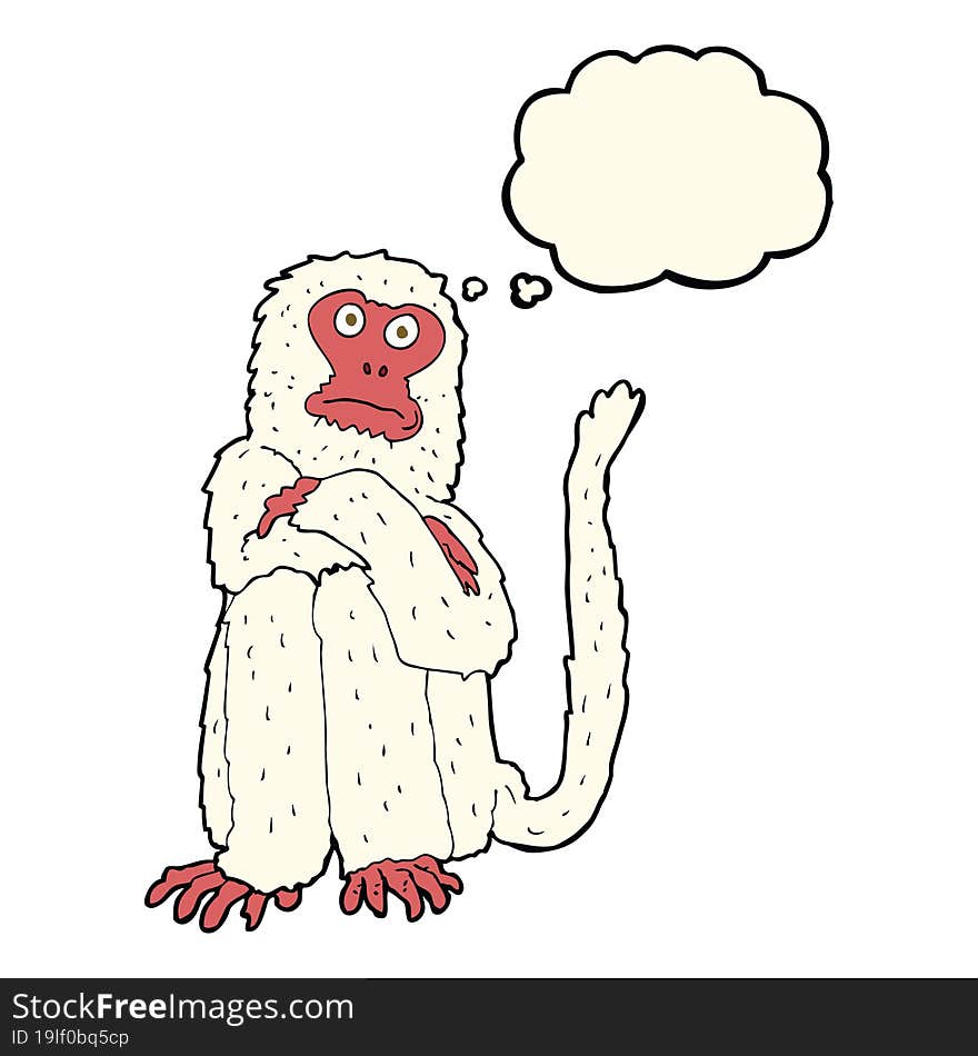 cartoon monkey with thought bubble