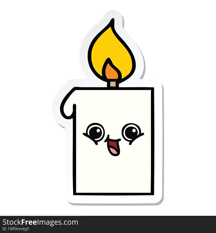 sticker of a cute cartoon lit candle