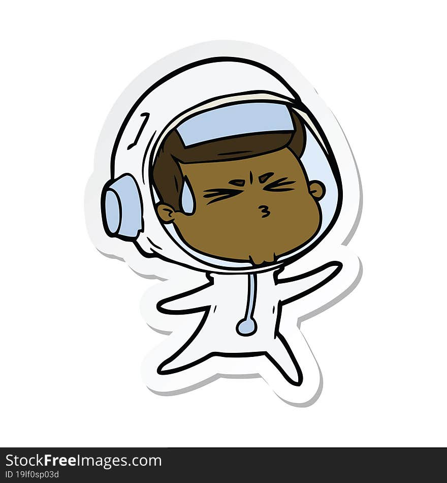 sticker of a cartoon stressed astronaut