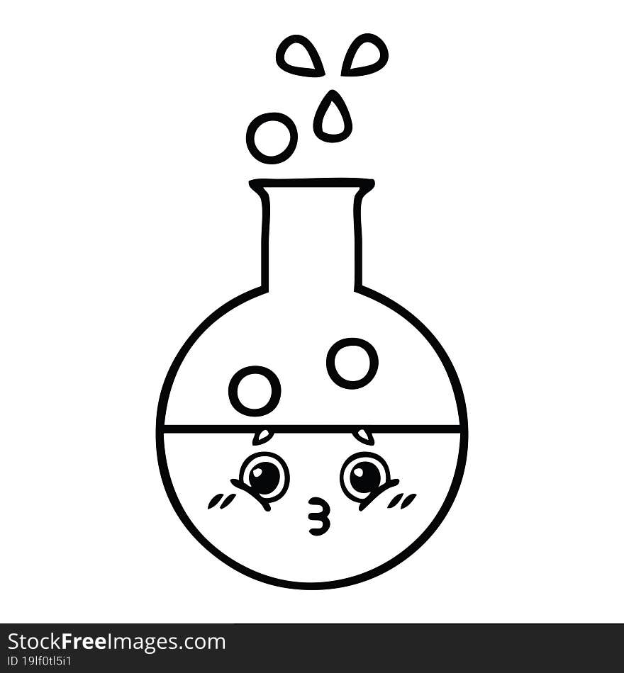 Line Drawing Cartoon Test Tube