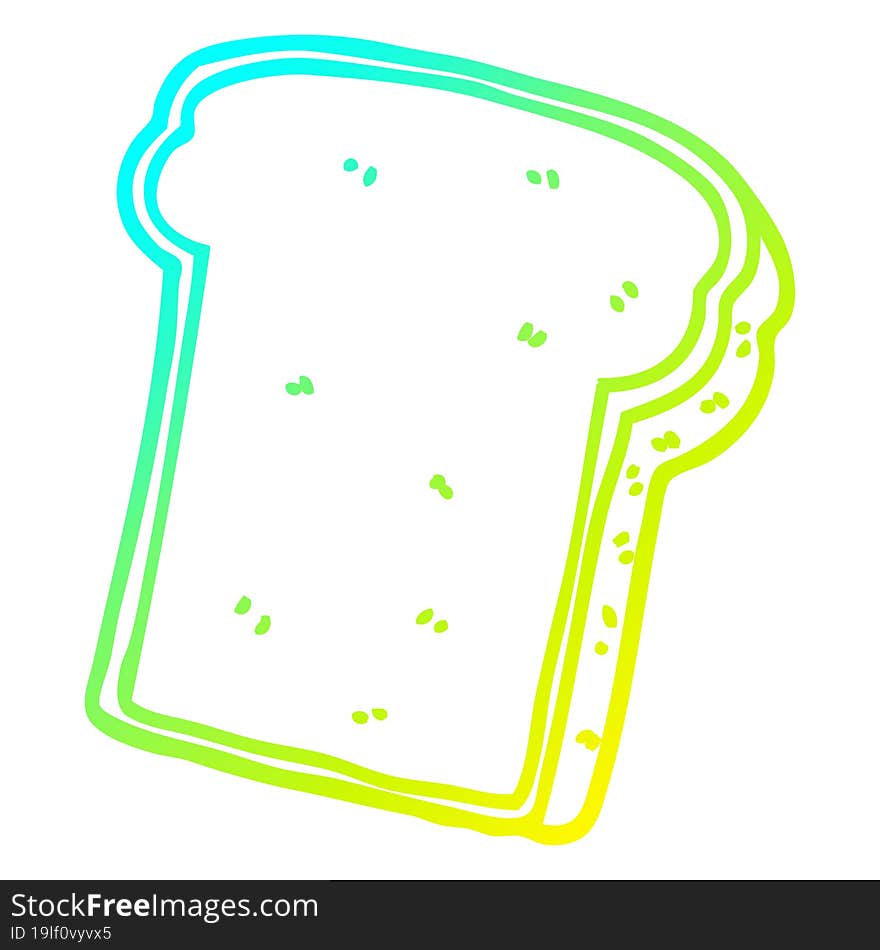 cold gradient line drawing cartoon slice of bread