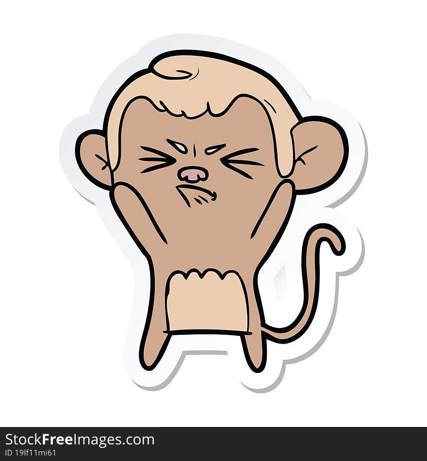 sticker of a cartoon angry monkey