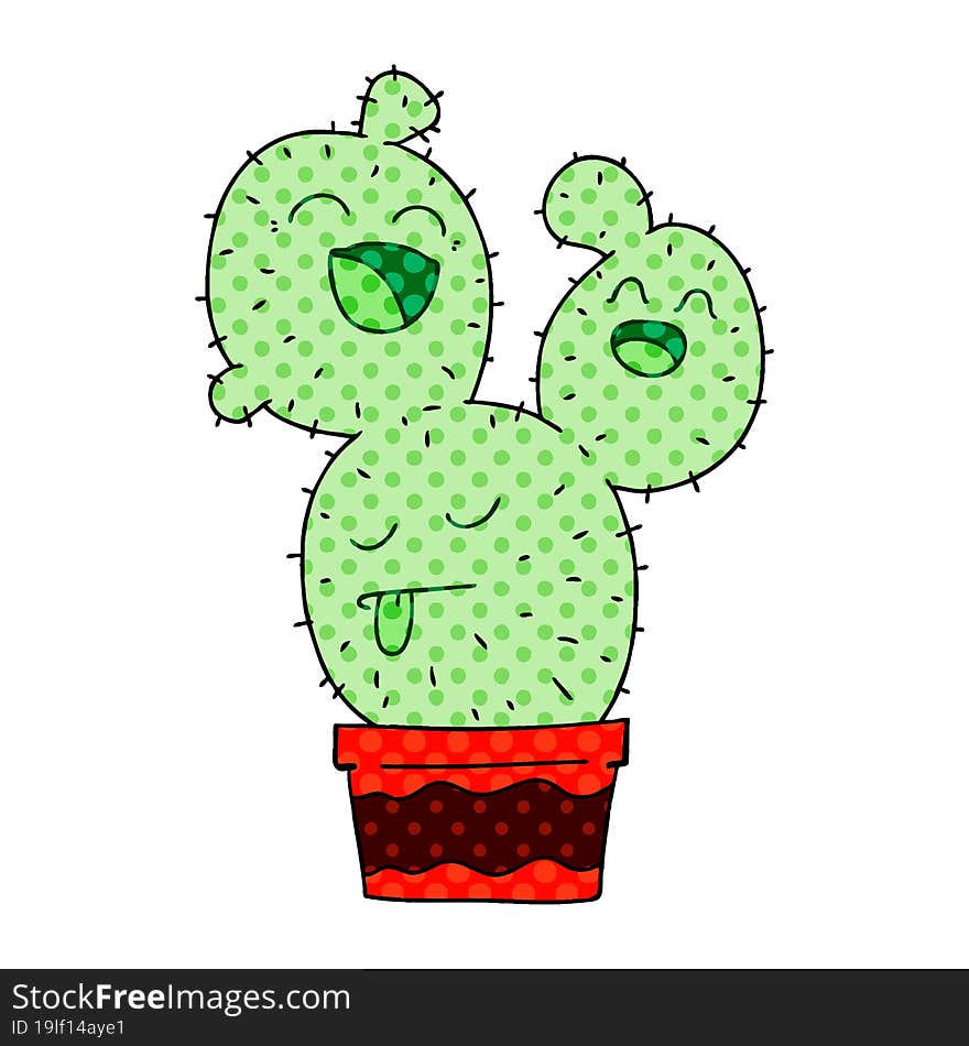 quirky comic book style cartoon cactus