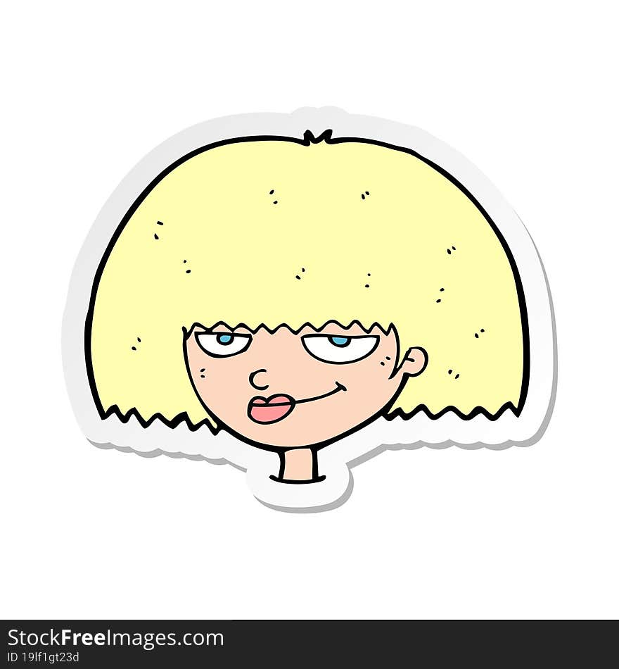 sticker of a cartoon mean female face