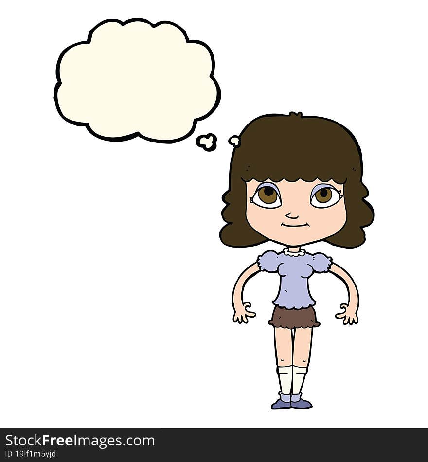 cartoon girl with thought bubble