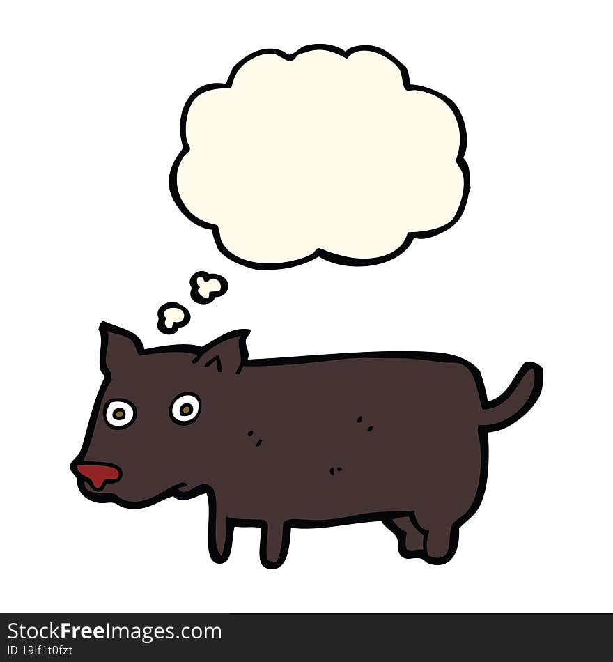 cartoon little dog with thought bubble