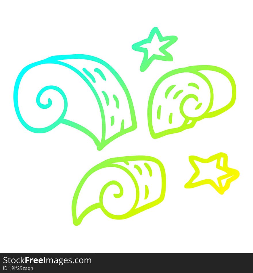 cold gradient line drawing cartoon swirl decorative elements