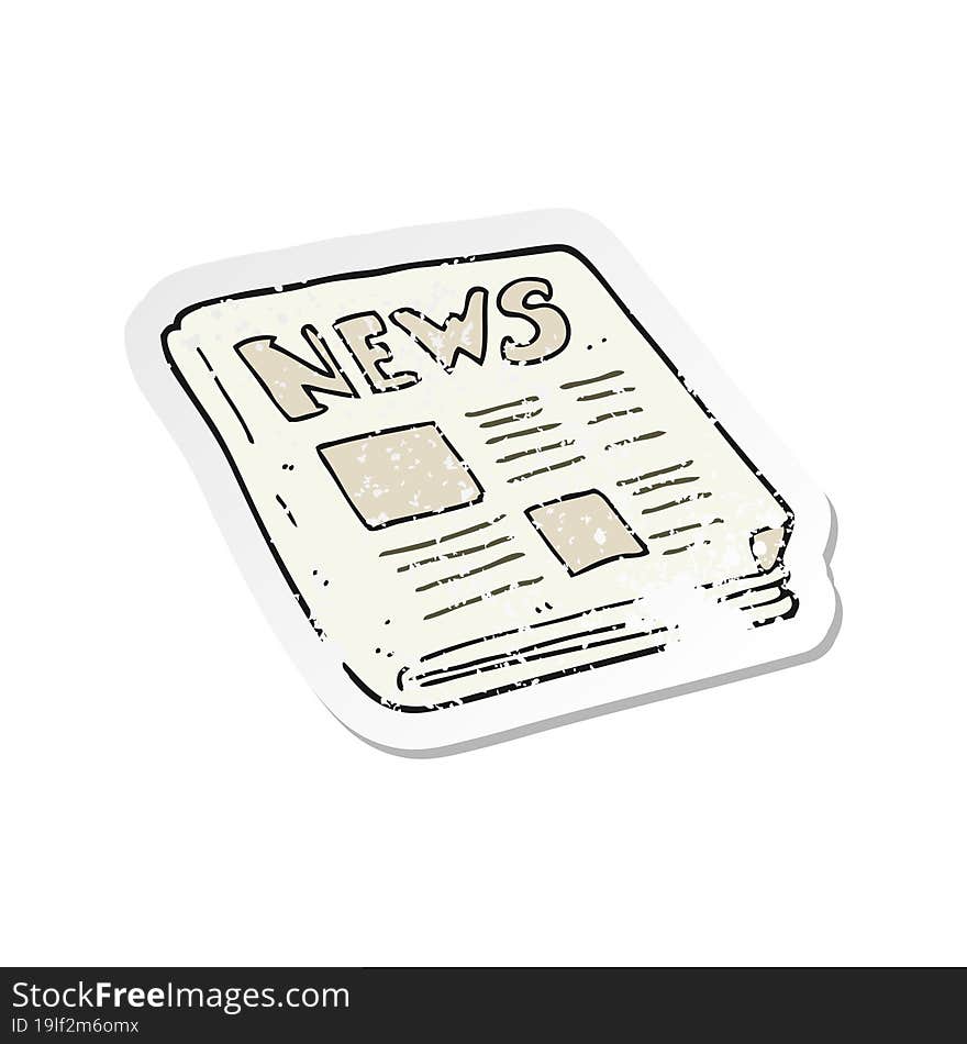 retro distressed sticker of a cartoon newspaper