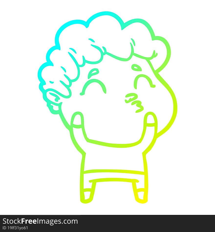 cold gradient line drawing cartoon man pouting