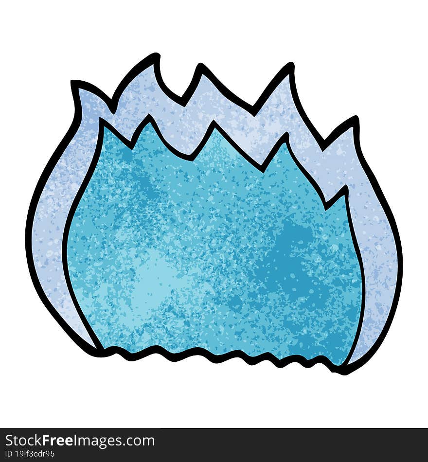 cartoon doodle blue flame