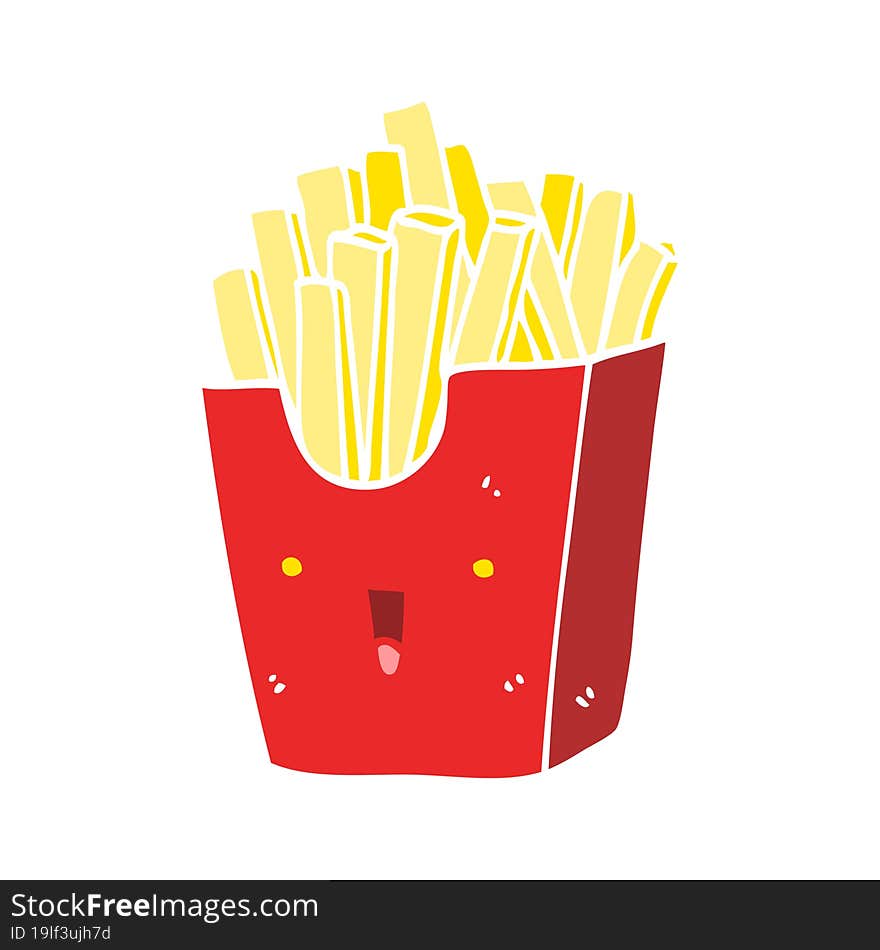 cute flat color style cartoon box of fries