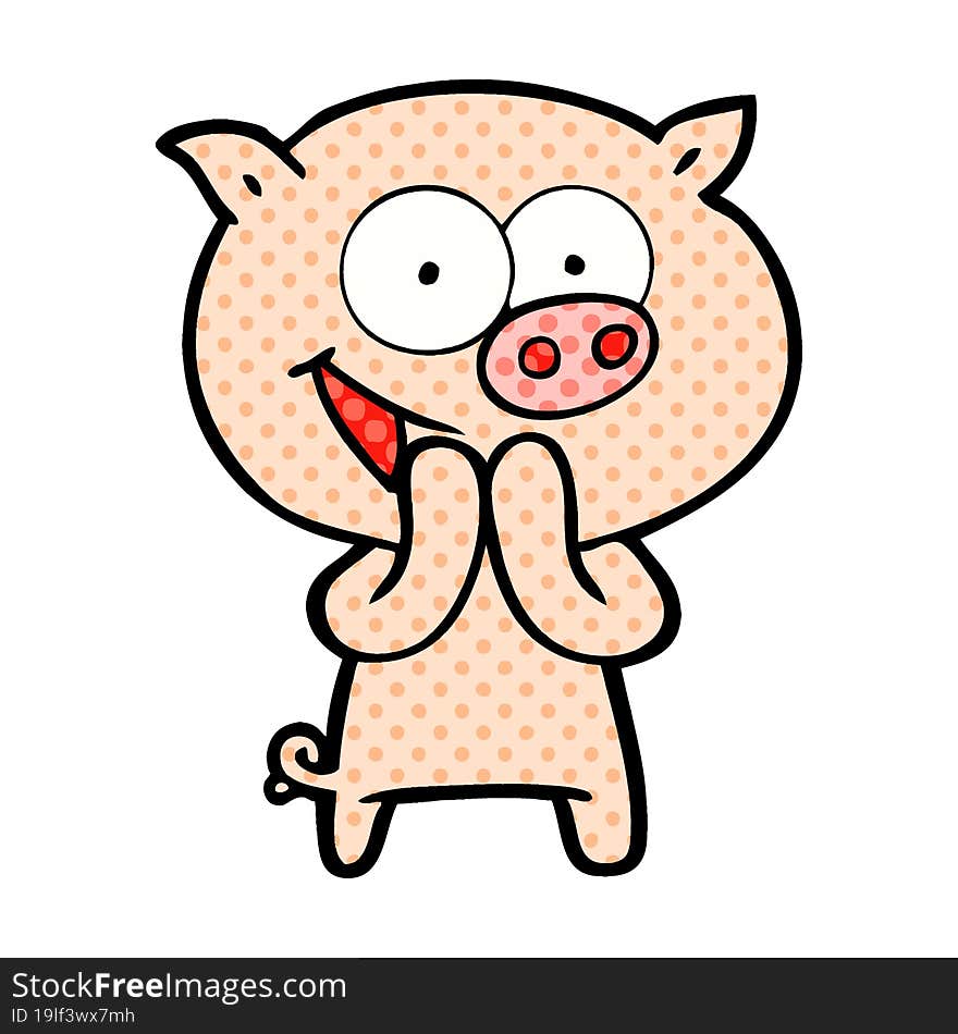 cheerful pig cartoon. cheerful pig cartoon