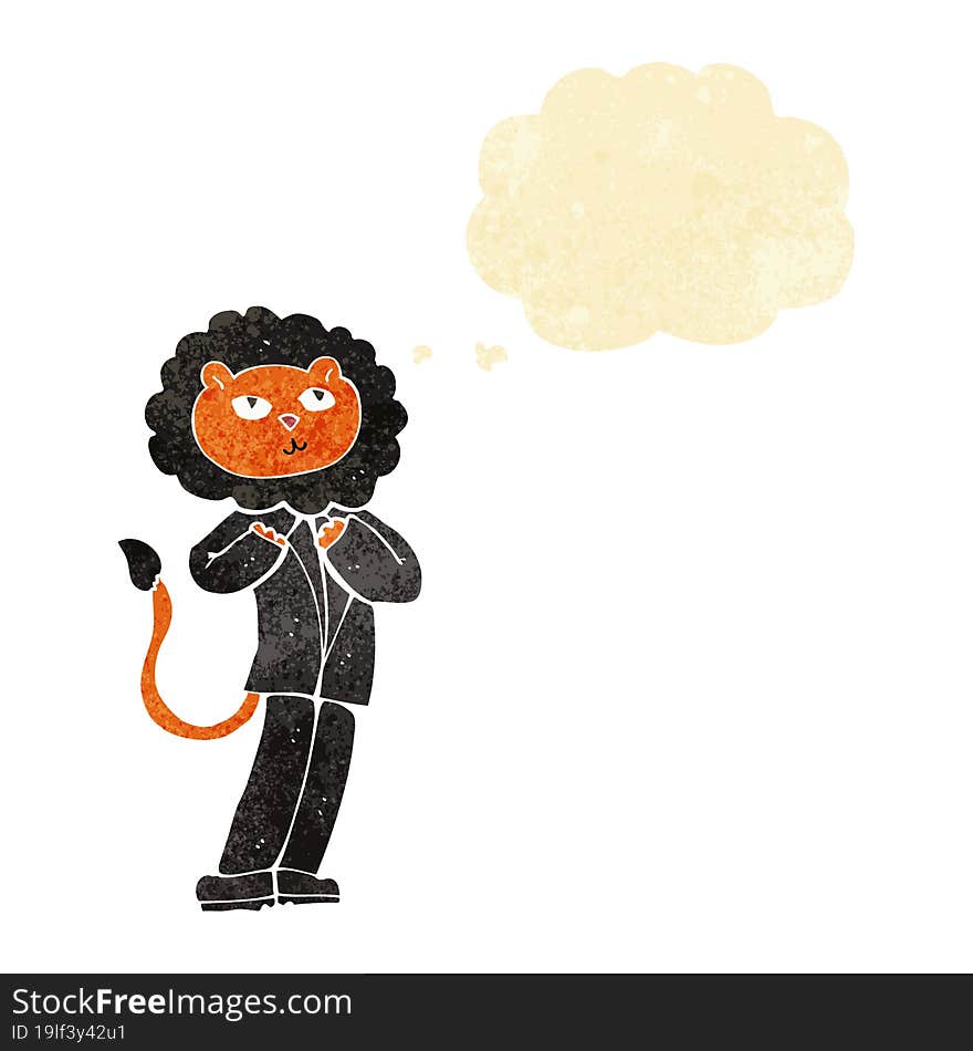 Cartoon Lion Businessman With Thought Bubble