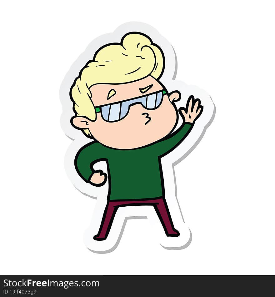 sticker of a cartoon cool guy