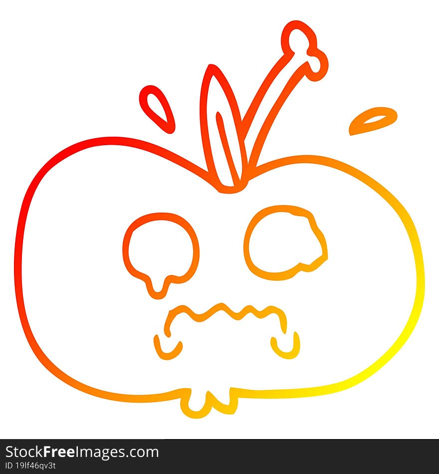 Warm Gradient Line Drawing Cartoon Sad Apple