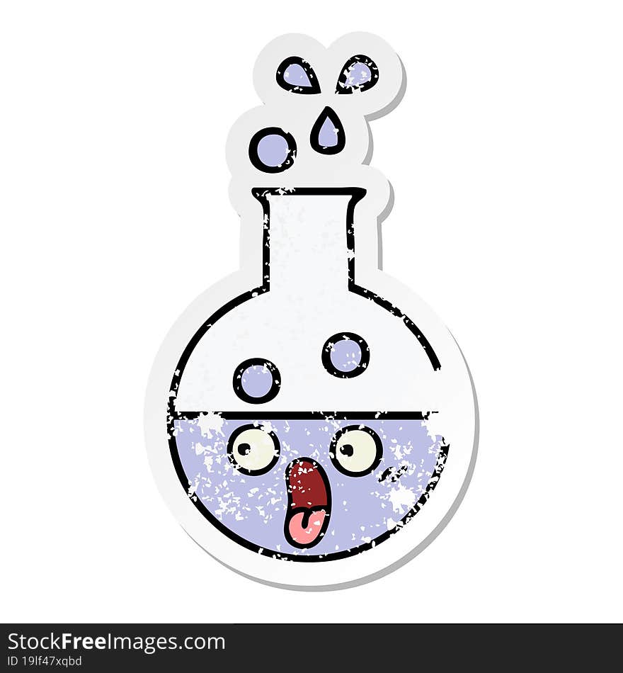 Distressed Sticker Of A Cute Cartoon Test Tube