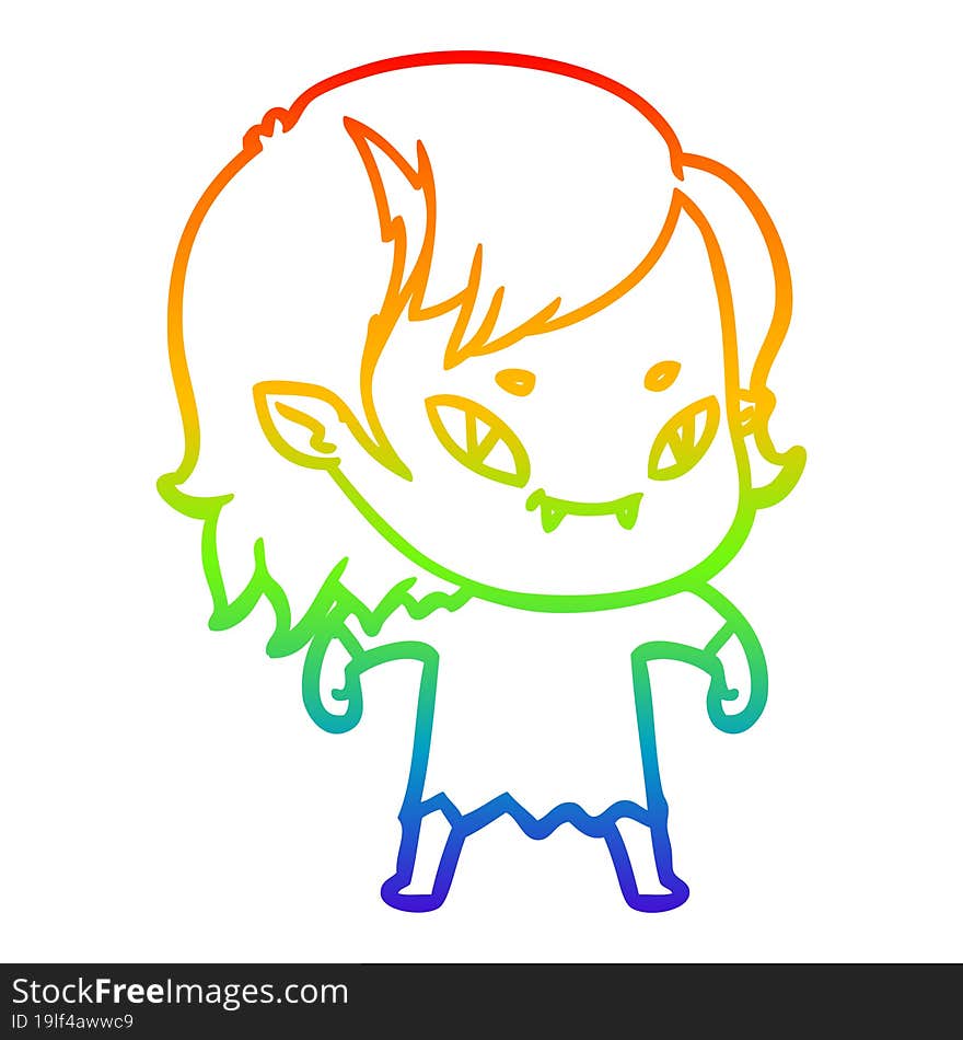 rainbow gradient line drawing cartoon friendly vampire girl