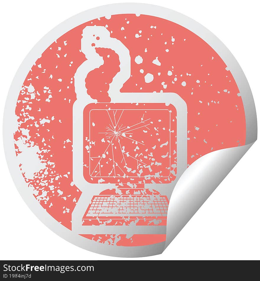 broken computer graphic distressed sticker illustration icon