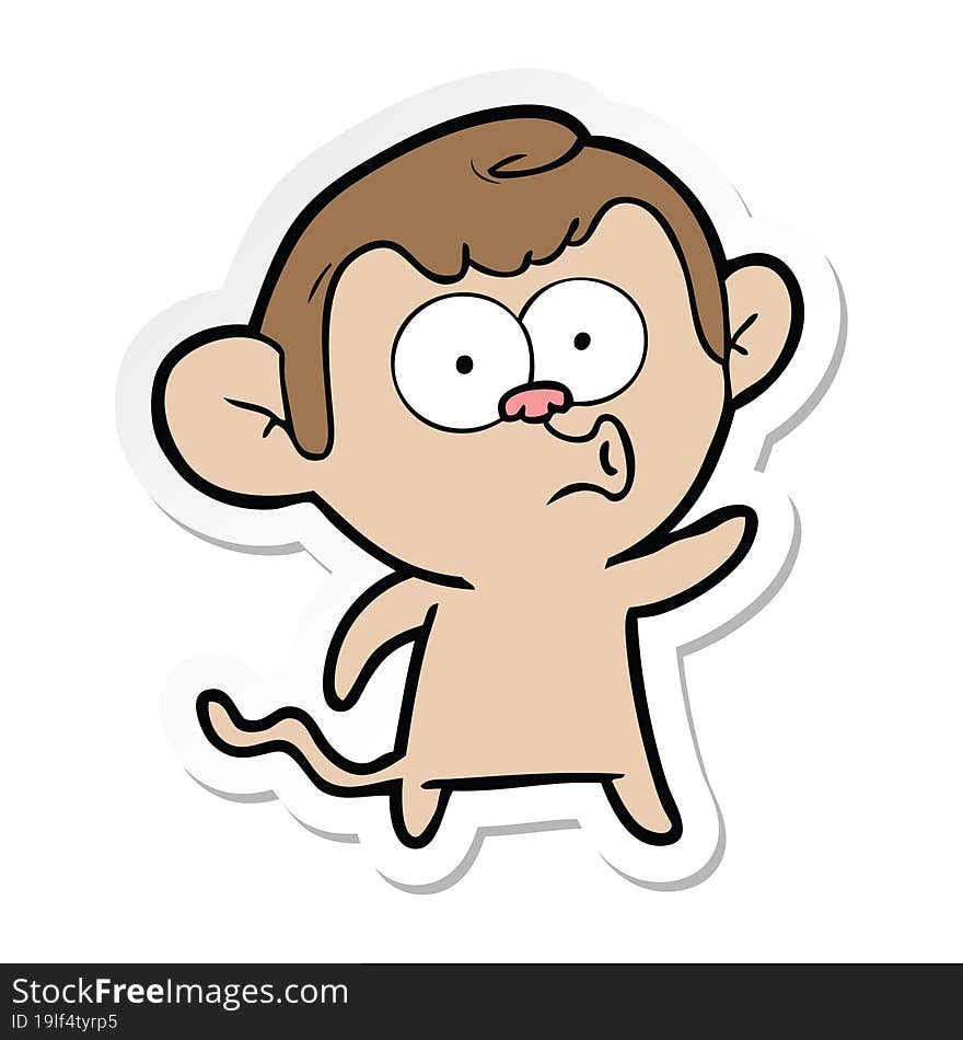 sticker of a cartoon hooting monkey