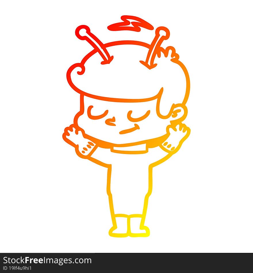 warm gradient line drawing friendly cartoon spaceman