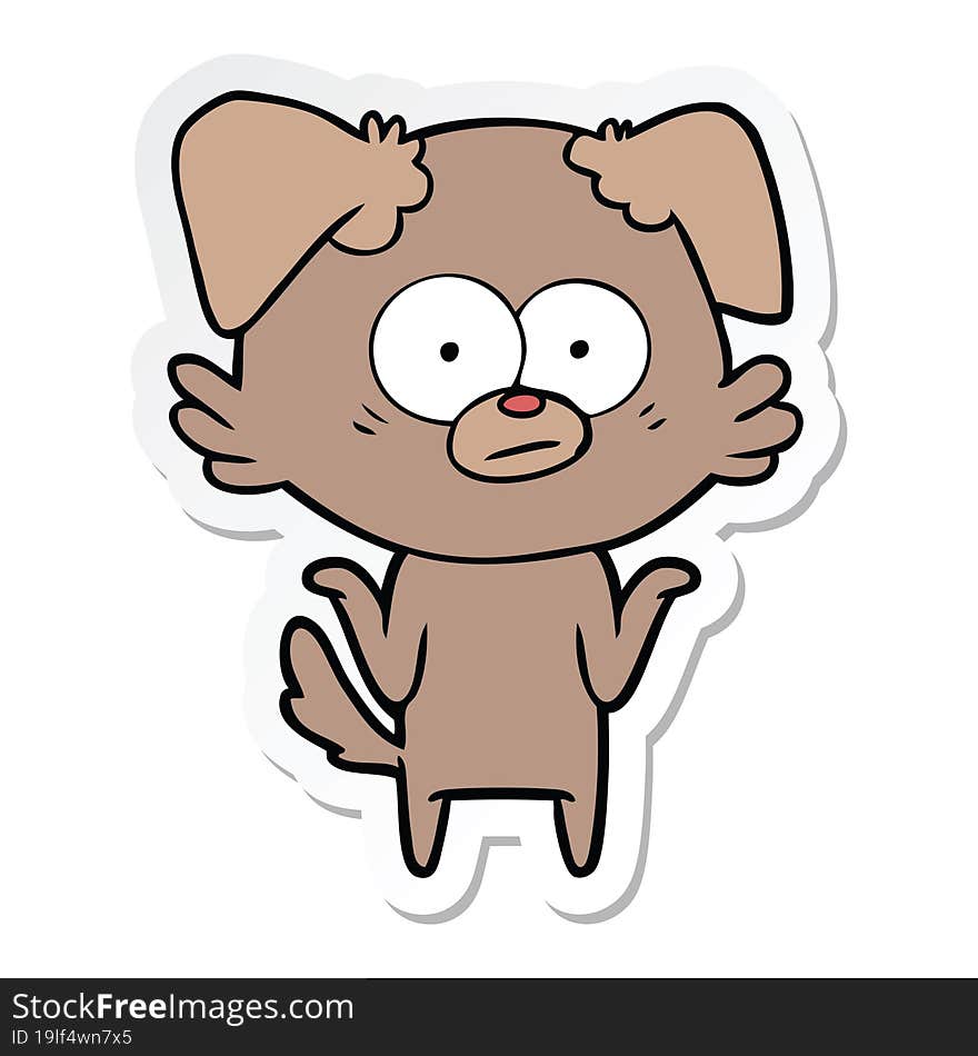 sticker of a nervous dog cartoon