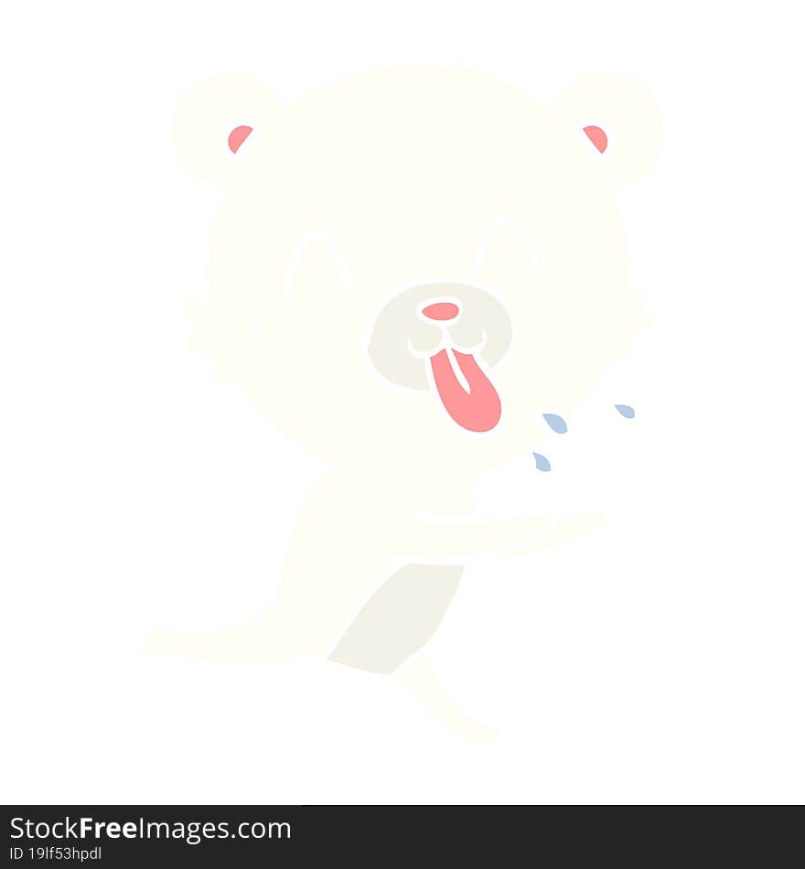 rude flat color style cartoon polar bear sticking out tongue