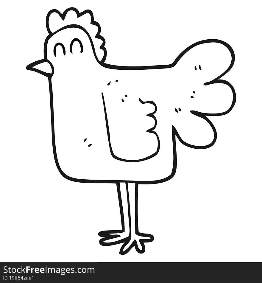 Black And White Cartoon Chicken