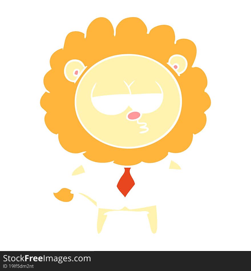 flat color style cartoon bored lion office worker