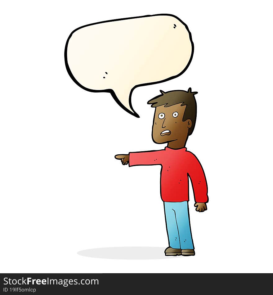 Cartoon Pointing Man With Speech Bubble