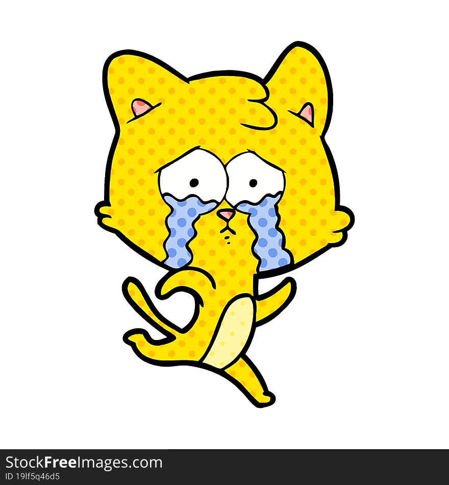 cartoon crying cat. cartoon crying cat